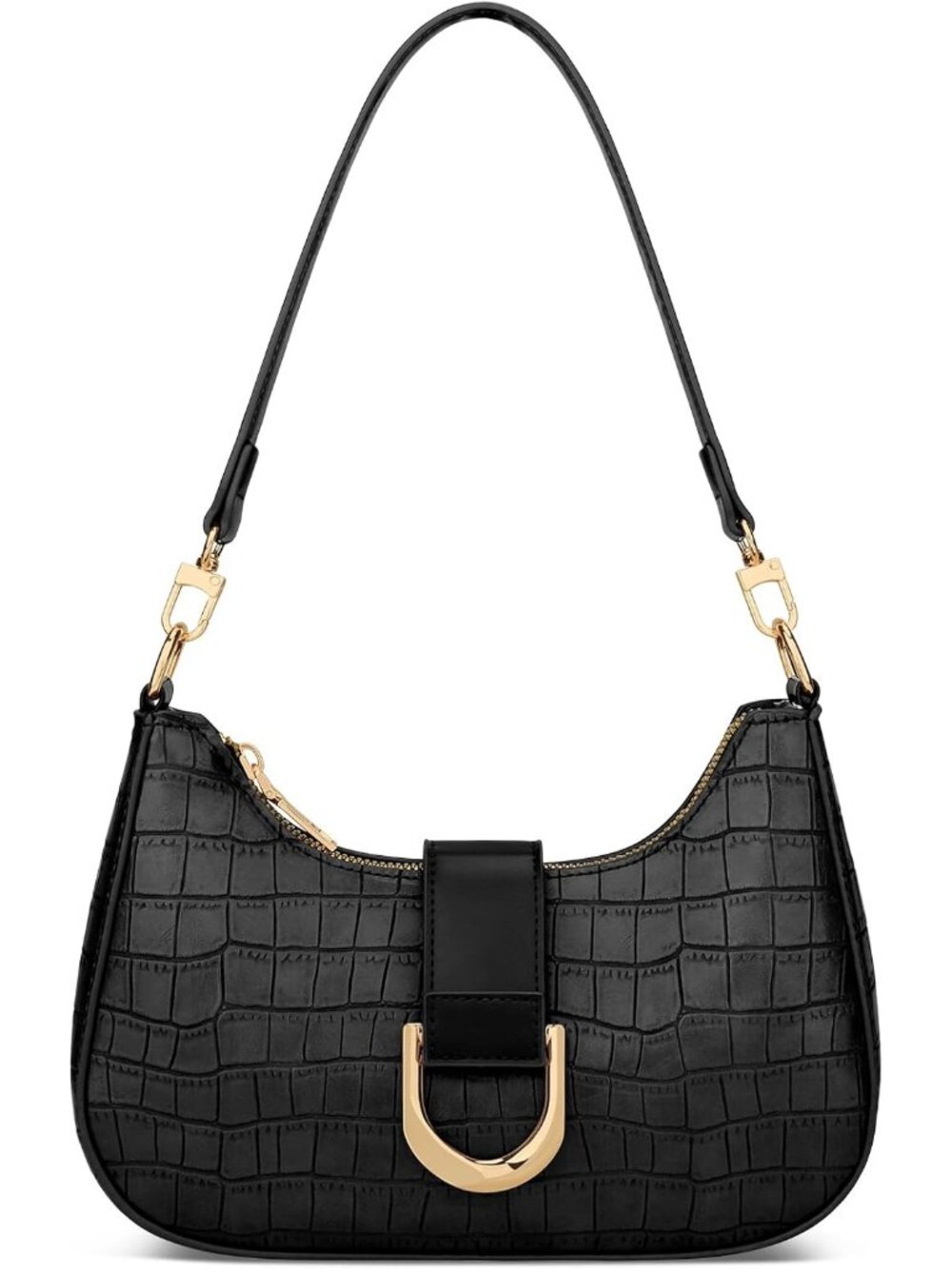 👜Womens Stone Black Shoulder Bag Trendy PU Vegan Leather Everyday Purse Handbag